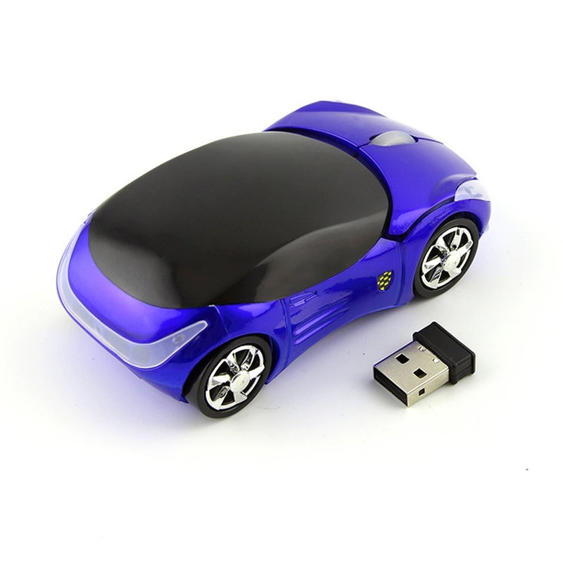 Usbkingdom 2.4GHz Wireless Mouse Cool 3D Sport Car Shape Ergonomic Optical Mice with USB Receiver for PC Laptop Computer Women Small Hands (Blue) - Image 2